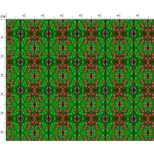 Nouveau-esque patterned fabric in Green and Pink by Mindy Macgregor