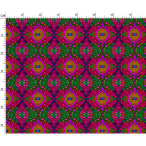 XO patterned fabric in Green and Pink by Mindy Macgregor