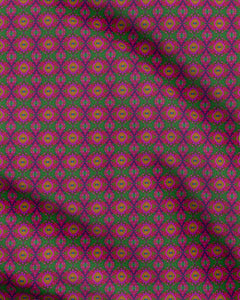 XO patterned fabric in Green and Pink by Mindy Macgregor