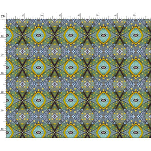 XO patterned fabric in Purple and Yellow by Mindy Macgregor