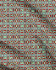 XO patterned fabric in Brick and Purple by Mindy Macgregor