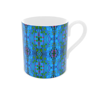 Nouveau-esque Bone China Mug in Blue and Pink by Mindy Macgregor