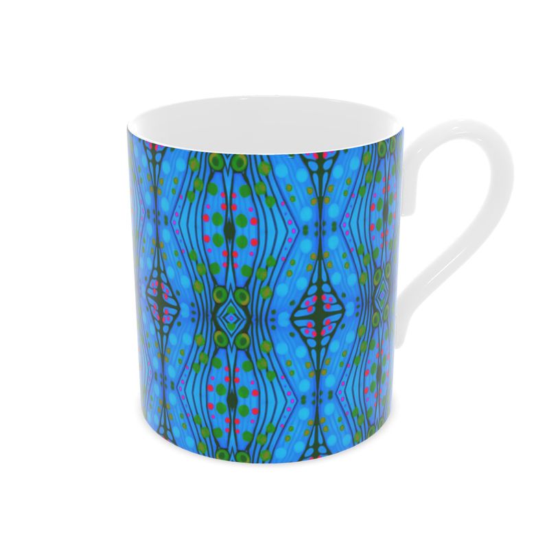 Nouveau-esque Bone China Mug in Blue and Pink by Mindy Macgregor