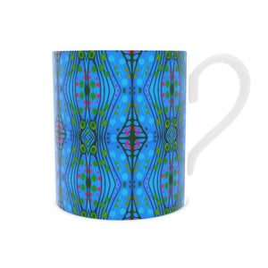 Nouveau-esque Bone China Mug in Blue and Pink by Mindy Macgregor