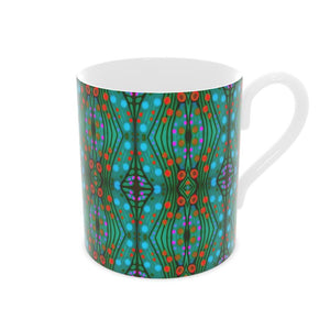 Nouveau-esque Mug in Turquoise and Coral by Mindy Macgregor