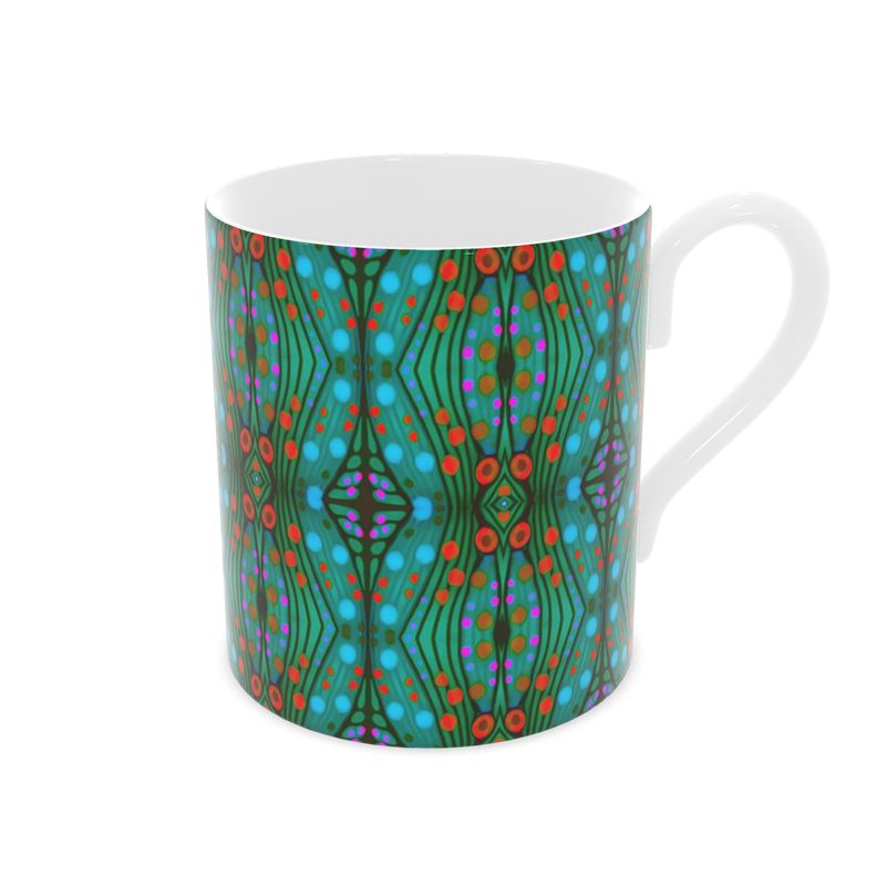 Nouveau-esque Mug in Turquoise and Coral by Mindy Macgregor