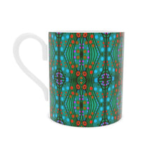 Load image into Gallery viewer, Nouveau-esque Mug in Turquoise and Coral by Mindy Macgregor
