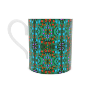 Nouveau-esque Mug in Turquoise and Coral by Mindy Macgregor