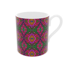 Load image into Gallery viewer, XO Bone China Mug in Green and Pink by Mindy Macgregor
