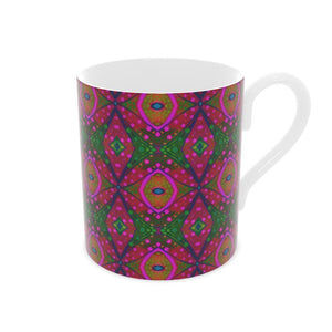 XO Bone China Mug in Green and Pink by Mindy Macgregor