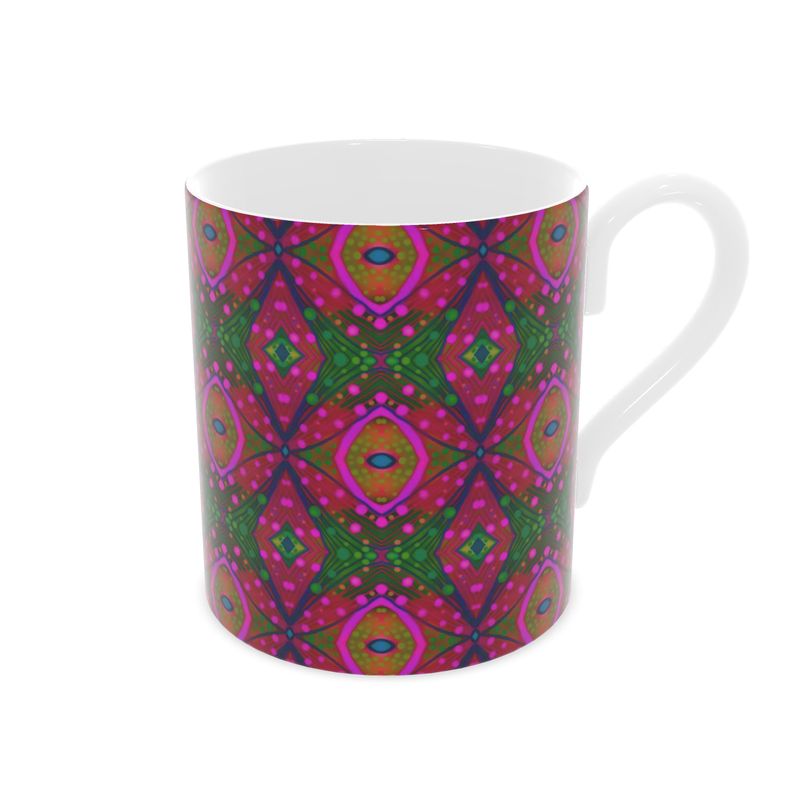 XO Bone China Mug in Green and Pink by Mindy Macgregor