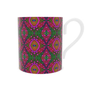 XO Bone China Mug in Green and Pink by Mindy Macgregor