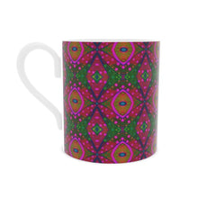 Load image into Gallery viewer, XO Bone China Mug in Green and Pink by Mindy Macgregor
