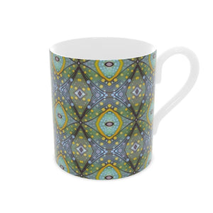 XO Bone China Mug in Purple and Yellow by Mindy Macgregor