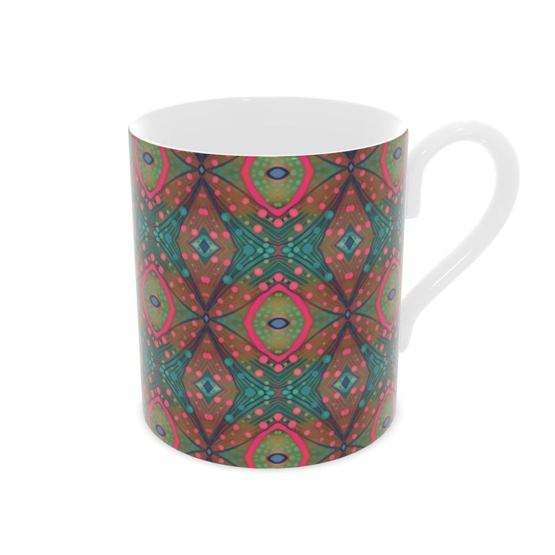 XO Bone China Mug in Aqua and Pink by Mindy Macgregor