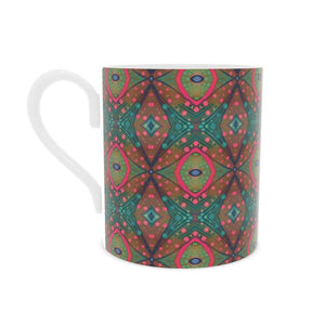 XO Bone China Mug in Aqua and Pink by Mindy Macgregor