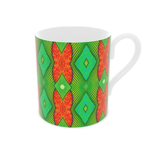Soft Geometry Bone China Mug in Lime and Orange by Mindy Macgregor
