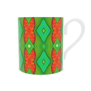 Soft Geometry Bone China Mug in Lime and Orange by Mindy Macgregor