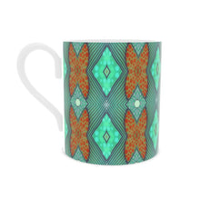 Load image into Gallery viewer, Soft Geometry Mug in Aqua and Coral by Mindy Macgregor
