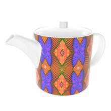 Load image into Gallery viewer, Soft Geometry Teapot in Blue and Peach by Mindy Macgregor
