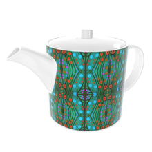Load image into Gallery viewer, Nouveau-esque Teapot in Turquoise and Coral by Mindy Macgreg

