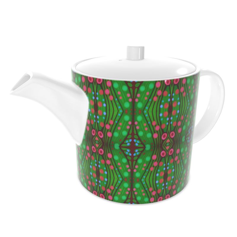 Moogin Nouveau-esque Teapot in Green and Pink by Mindy Macgregor