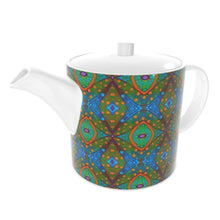 Load image into Gallery viewer, Moogin XO Teapot in Orange and Blue by Mindy Macgregor
