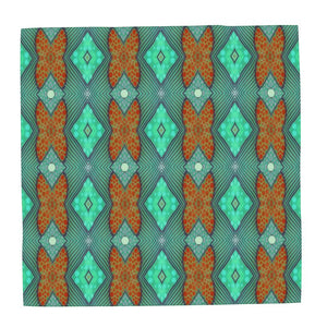 Moogin Soft Geometry Scarf in Aqua and Coral by Mindy Macgregor