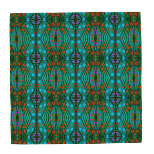 Moogin Nouveau-esque Scarf in Turquoise and Coral by Mindy Macgreg