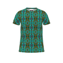 Load image into Gallery viewer, Moogin Nouveau-esque T Shirt in Turquoise and Coral by Mindy Macgregor
