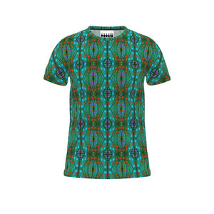 Moogin Nouveau-esque T Shirt in Turquoise and Coral by Mindy Macgregor