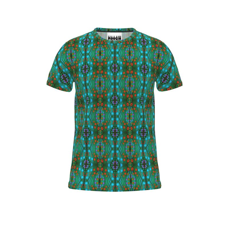 Moogin Nouveau-esque T Shirt in Turquoise and Coral by Mindy Macgregor