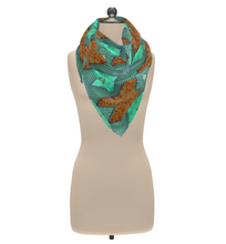 Load image into Gallery viewer, Moogin Soft Geometry Scarf in Aqua and Coral by Mindy Macgregor
