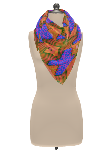 Moogin Soft Geometry Scarf in Blue and Peach by Mindy Macgregor