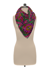 Load image into Gallery viewer, Moogin XO Scarf in Green and Pink by Mindy Macgregor
