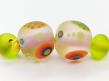 Load image into Gallery viewer, Moogin beads - lampwork glass Disco pattern bead set -  PAIRS-  SRA
