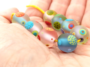 Moogin beads-  lampwork glass -Disco Rounds orphans bead set - small round / rondelle