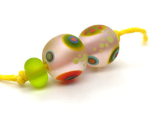 Load image into Gallery viewer, Moogin beads - lampwork glass Disco pattern bead set -  PAIRS-  SRA
