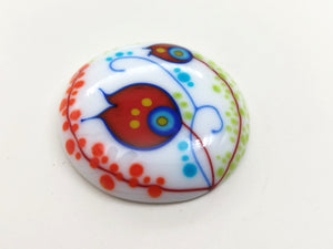 Crewelwork pattern Glass Cabochon 32mm
