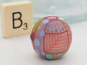 Moogin beads - lampwork glass - Extra large Focal bead - Patchwork