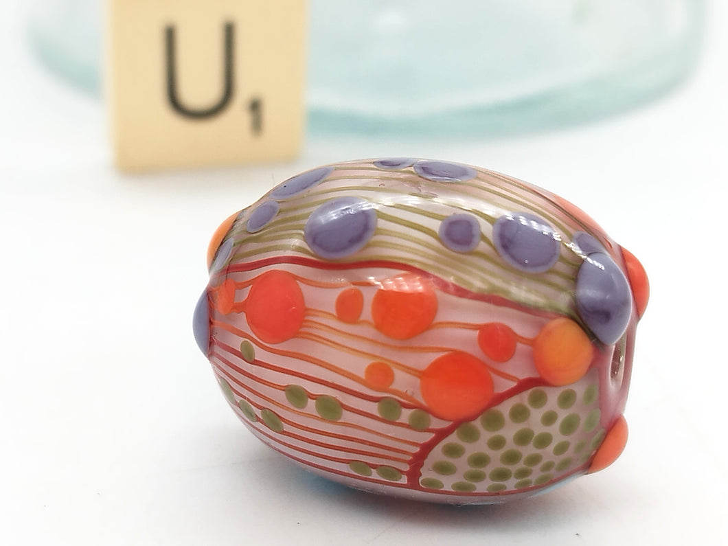Moogin beads - lampwork glass - Extra large Focal bead - Abstract Botanical