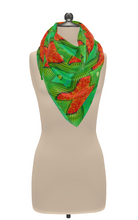 Load image into Gallery viewer, Moogin Soft Geometry Scarf in Lime and Orange by Mindy Macgregor
