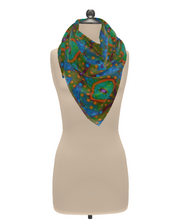 Load image into Gallery viewer, Moogin XO Scarf in Orange and Blue by Mindy Macgregor
