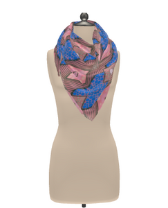 Moogin Soft Geometry Scarf in Pink and Blue by Mindy Macgregor