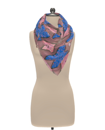 Moogin Soft Geometry Scarf in Pink and Blue by Mindy Macgregor