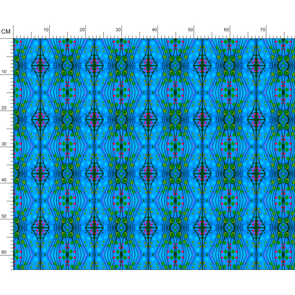 Nouveau-esque patterned fabric in Blue and Pink by Mindy Macgregor
