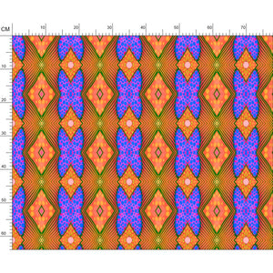 Soft Geometry patterned fabric in Blue and Peach by Mindy Macgregor
