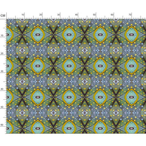 XO patterned fabric in Purple and Yellow by Mindy Macgregor