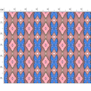 Soft Geometry patterned fabric in Pink and Blue by Mindy Macgregor