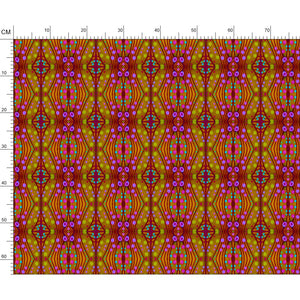Nouveau-esque patterned fabric in Magenta and Gold by Mindy Macgregor